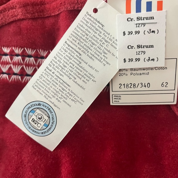 Red Velour footed European Baby Romper Made in Austria - Picture 7 of 7